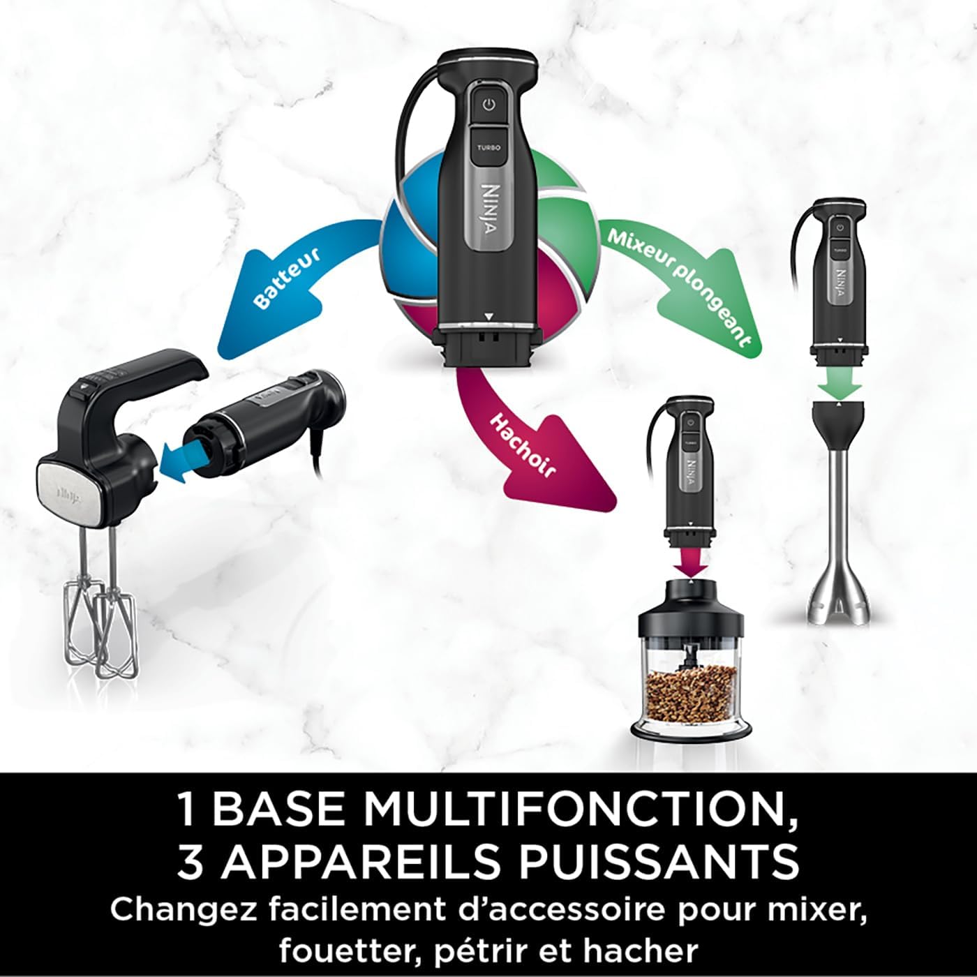Ninja Foodi 3-en-1 Mixeur, Mélangeur et Hachoir CI100EU