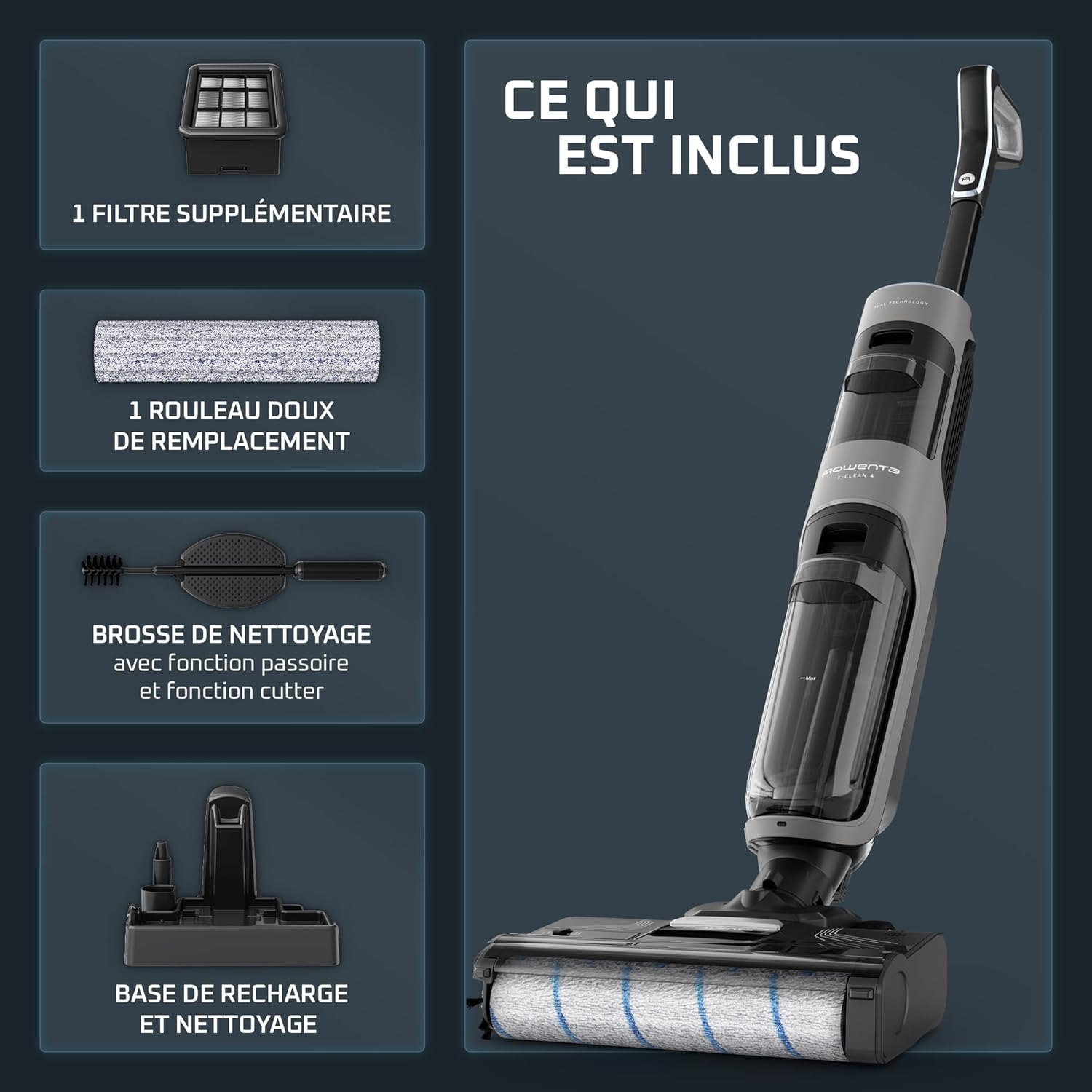 Aspirateur Rowenta X-Clean 4 Balai Laveur sans Fil