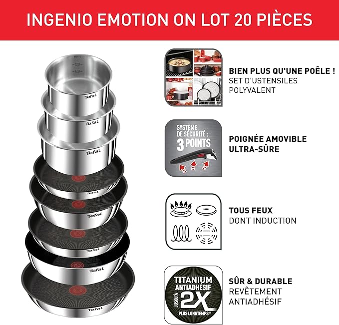 Tefal Ingenio Batterie de cuisine 20 pièces L897SJ04