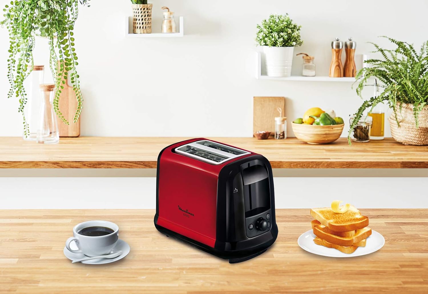 MOULINEX Subito Grille pain 2 fentes rouge toaster Thermostat 7 position Décongetaion Rechauffage Remontrée extra haute LT260D11