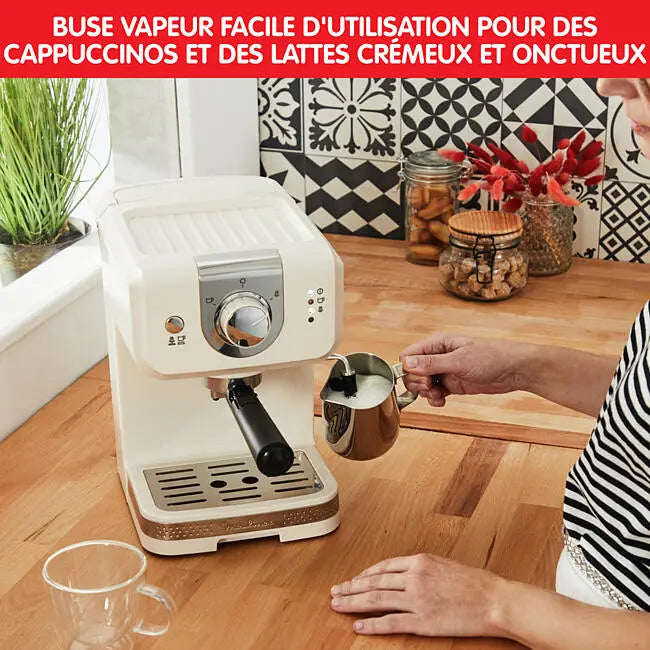 MOULINEX Soleil Cafetière expresso à pompe, Pression 15 bars, Buse mousseur à lait, Réservoir d'eau 1,5 L, Porte-filtres