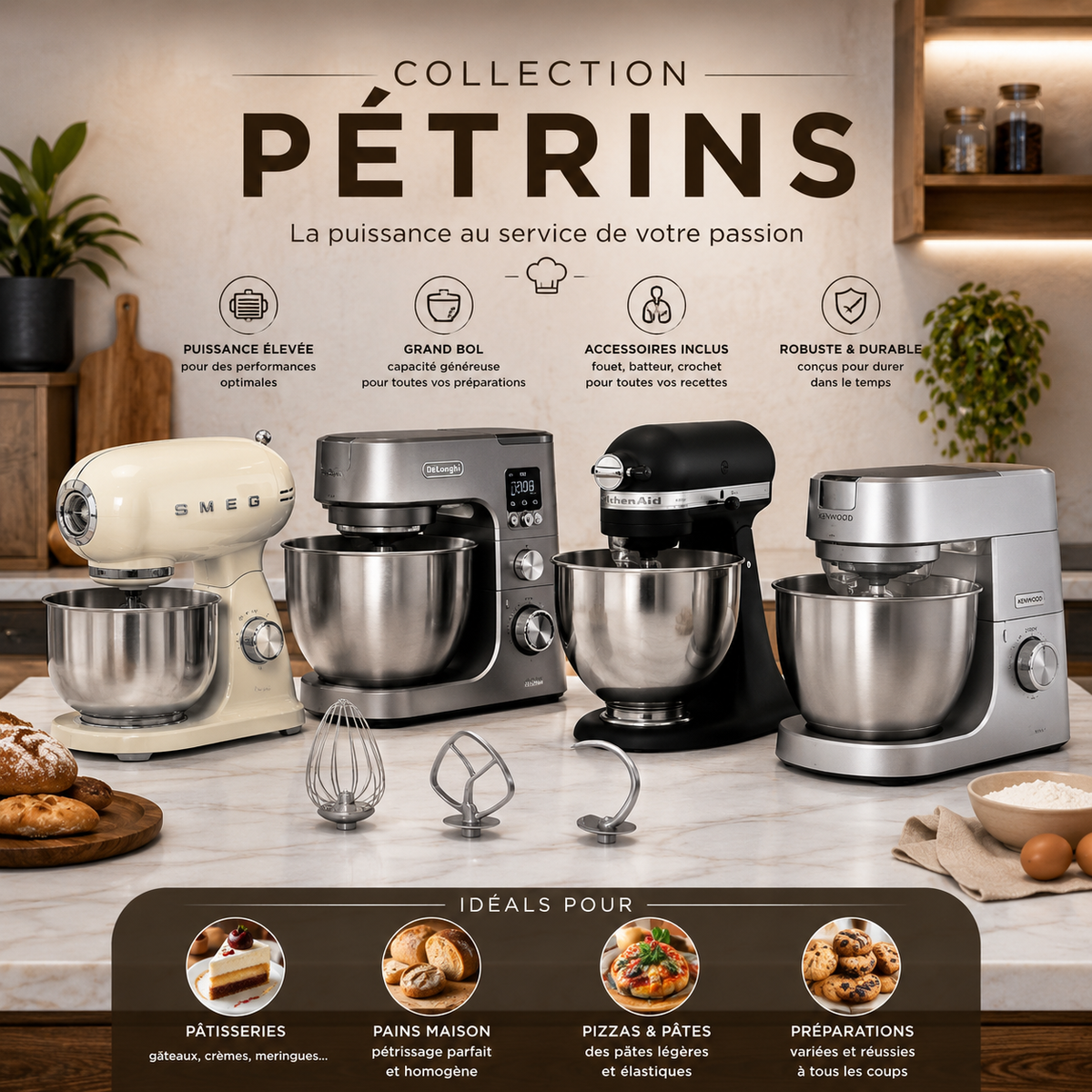 Quel robot pâtissier choisir ? Kenwood, KitchenAid, Smeg, Moulinex