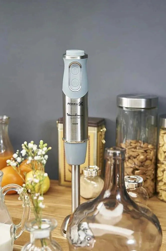 Moulinex quickchef – Mixeur plongeant avec 3 accessoires, acier inoxydable, 10 vitesses, 1000 W