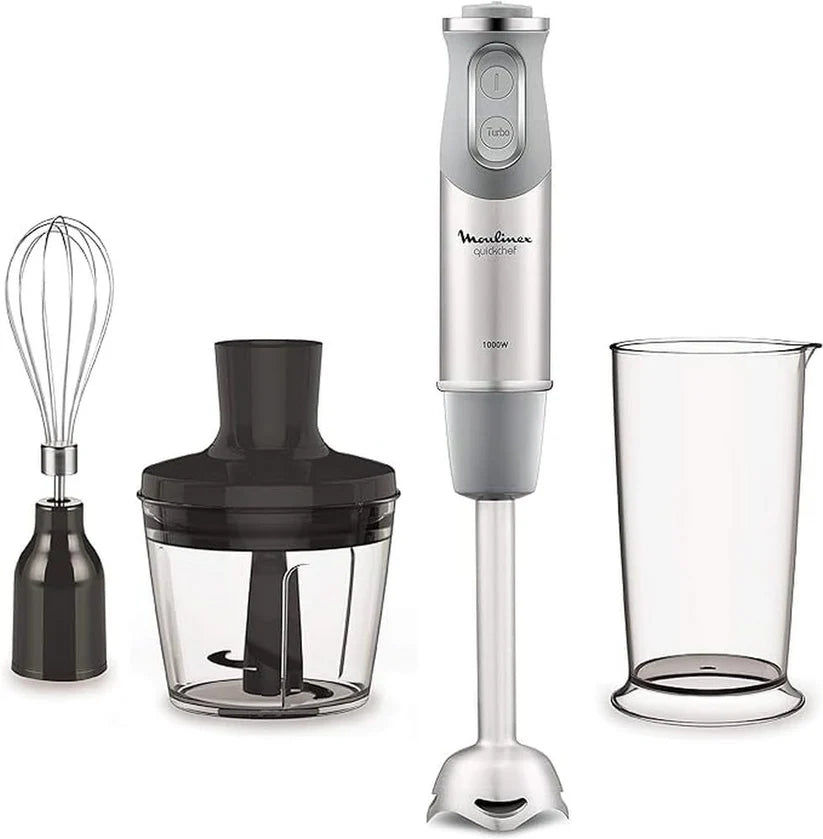Moulinex quickchef – Mixeur plongeant avec 3 accessoires, acier inoxydable, 10 vitesses, 1000 W