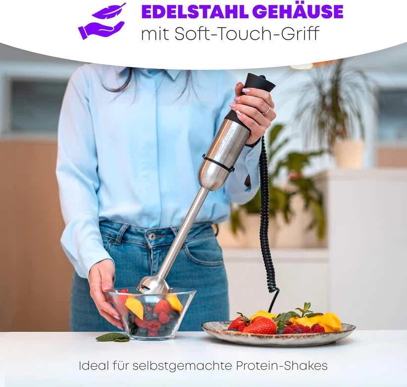 ProfiCook PC-SM 1094 - Mixeur Plongeant - Avec poignée ergonomique - 4 Lames - Contrôle de Vitesse - 1000 Watts -