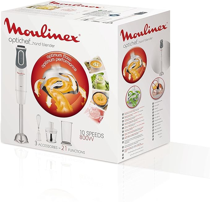 Moulinex Mixeur Plongeant Optichef 3-en-1 800 Watt