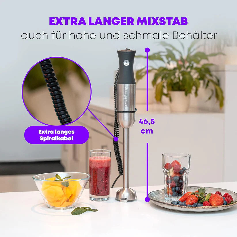 ProfiCook PC-SM 1094 - Mixeur Plongeant - Avec poignée ergonomique - 4 Lames - Contrôle de Vitesse - 1000 Watts -
