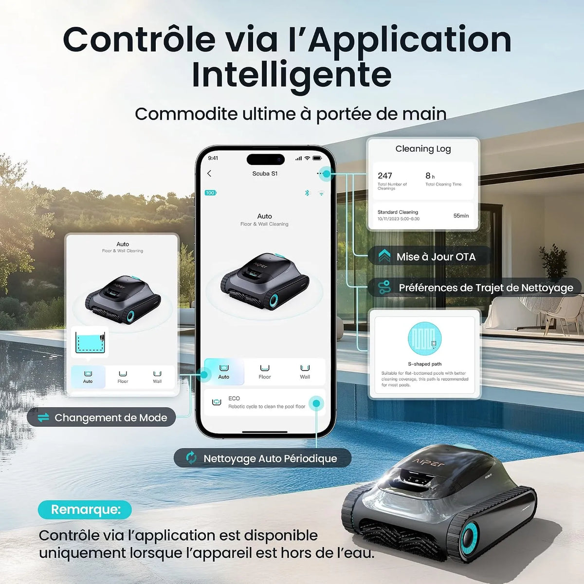 Robot piscine AIPER Scuba S1 (150 m²)