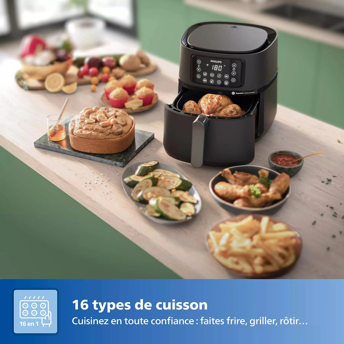 Airfryer PHILIPS Série 5000 7.2L HD9285/93  Noir