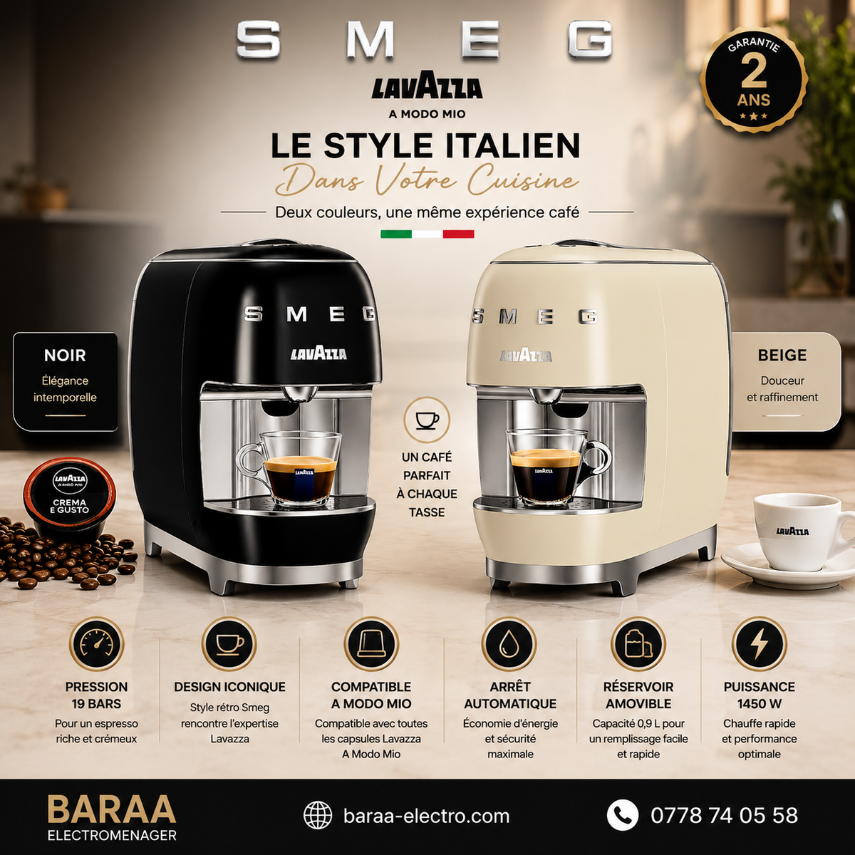 Machine à café à capsules Smeg Lavazza