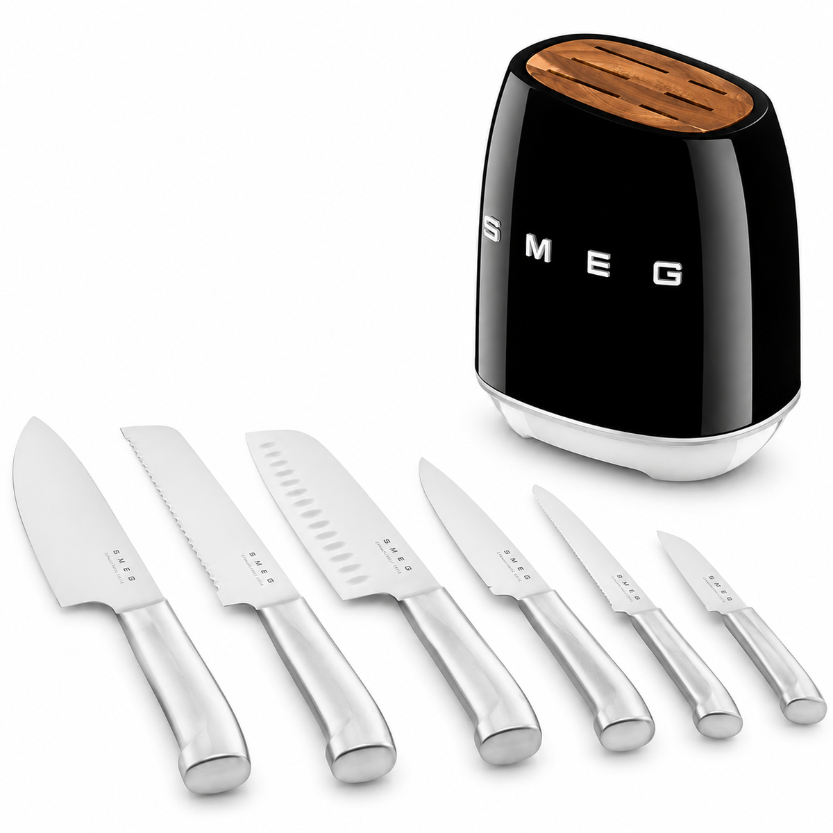 Bloc de 6 couteaux Smeg en acier inoxydable
