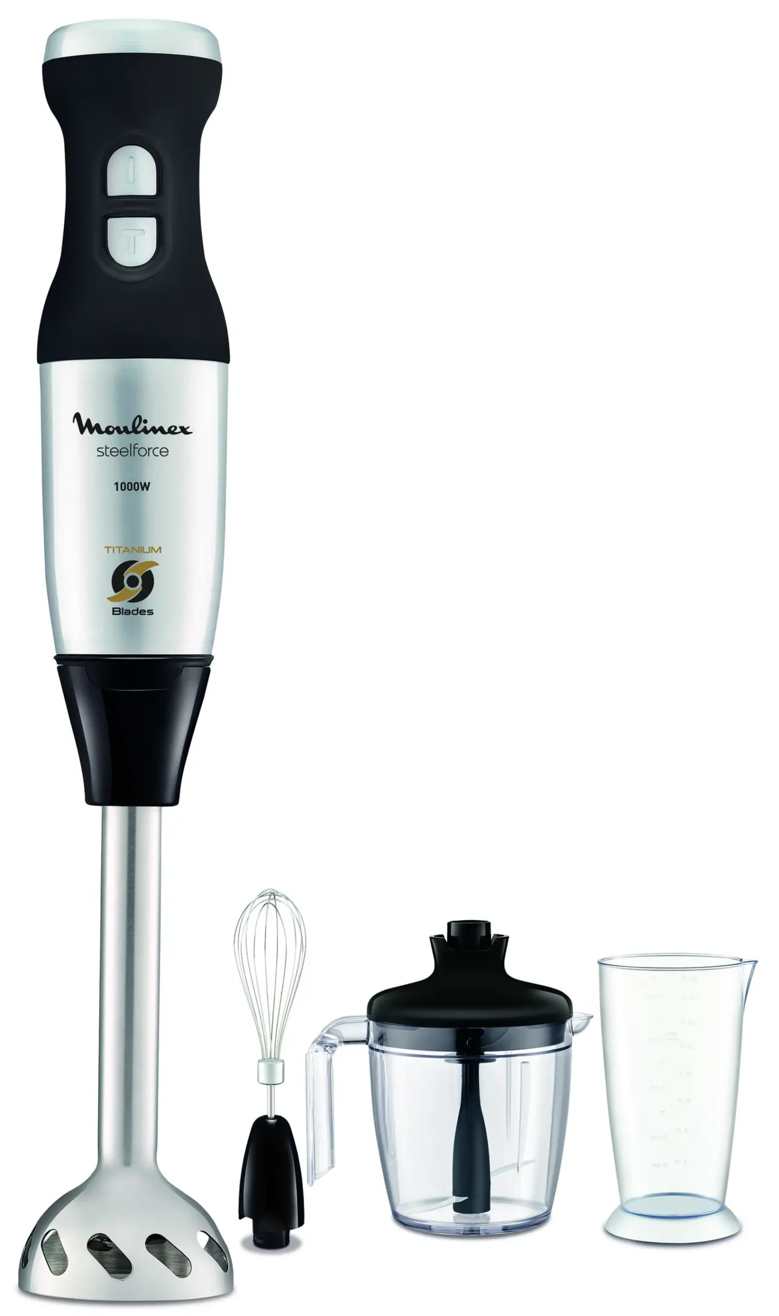 Moulinex Mixeur Plongeant Steel Force- 3En1 1000 Watts,- DD883D10- Noir-Argent -