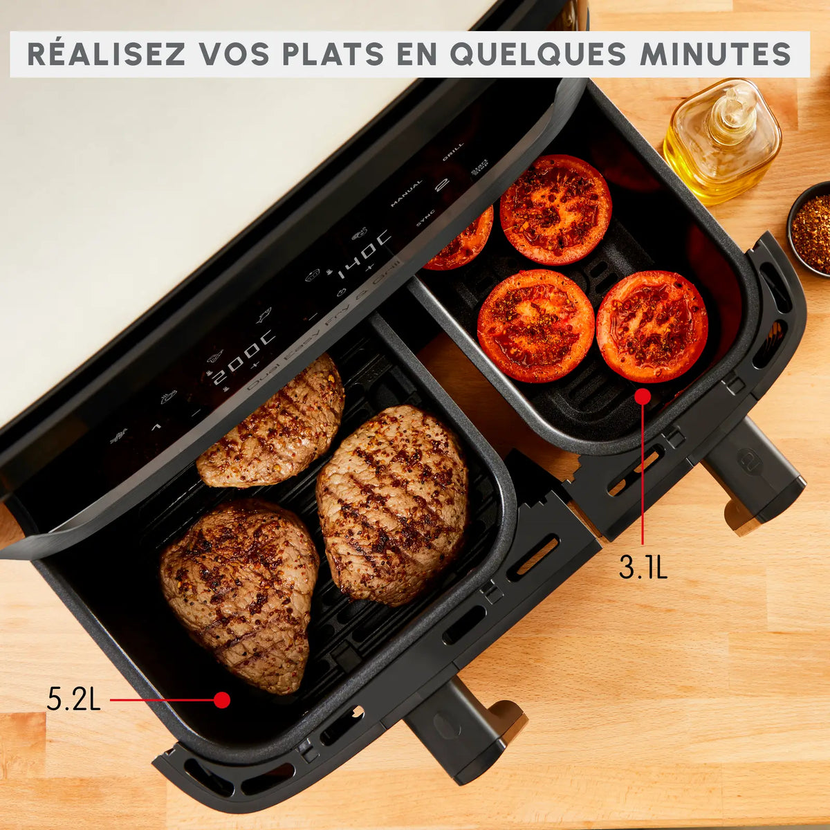 Air fryer Moulinex Dual Easy Fry & Grill 8,3L – INOX