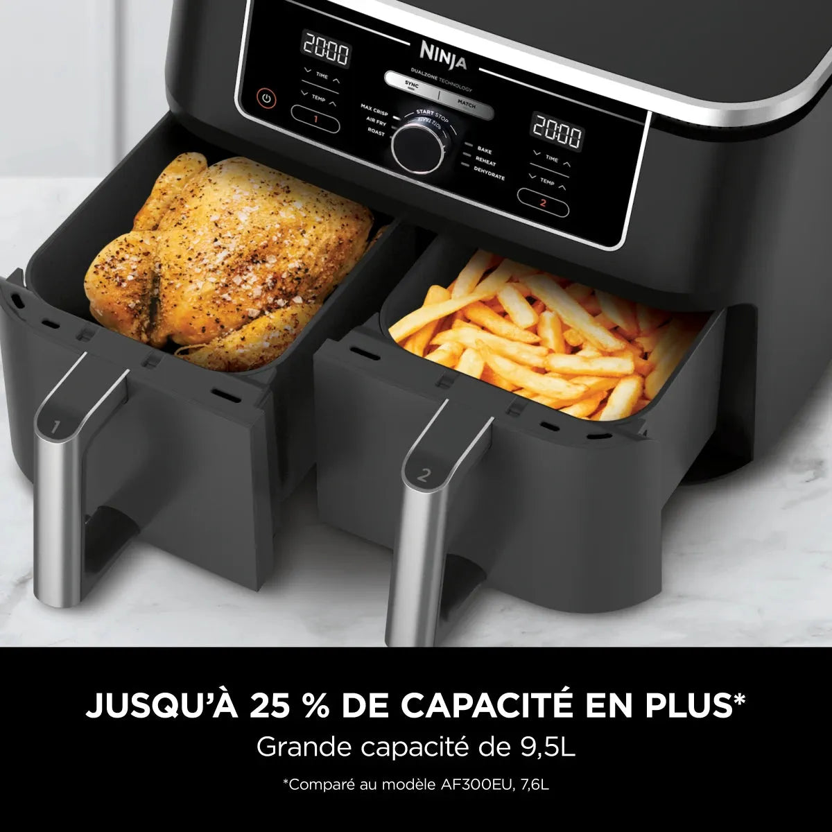 Air fryer Ninja Foodi Max Dual Zone 9,5L AF400EU, vue 6
