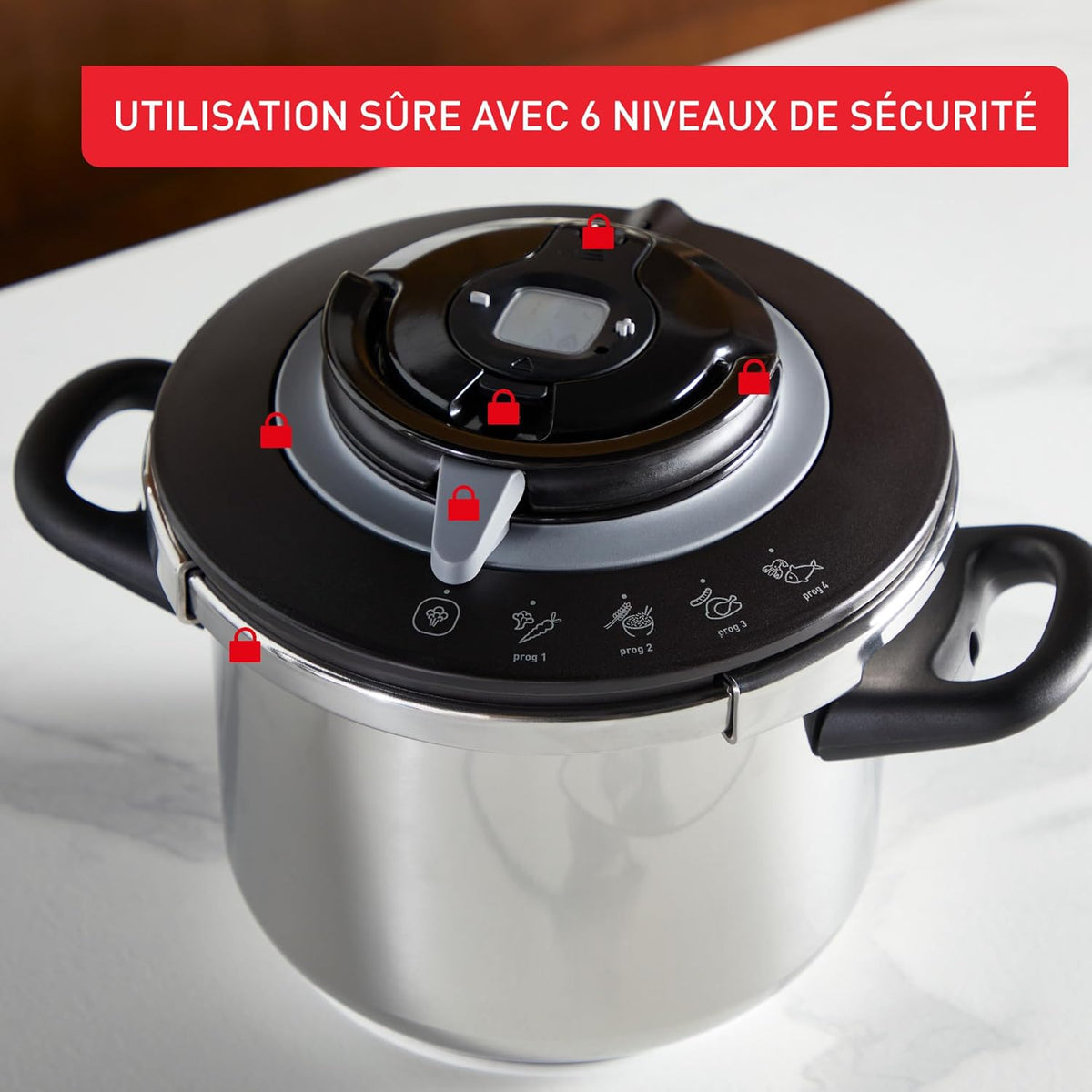 Cocotte-minute SEB Clipso+ Chef 6L P4550700 4,5l, vue 6