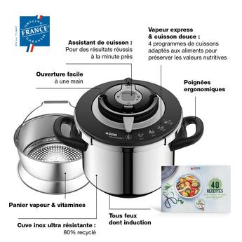 Cocotte-minute SEB Nutricook+ 8L-6L inox induction, vue 5