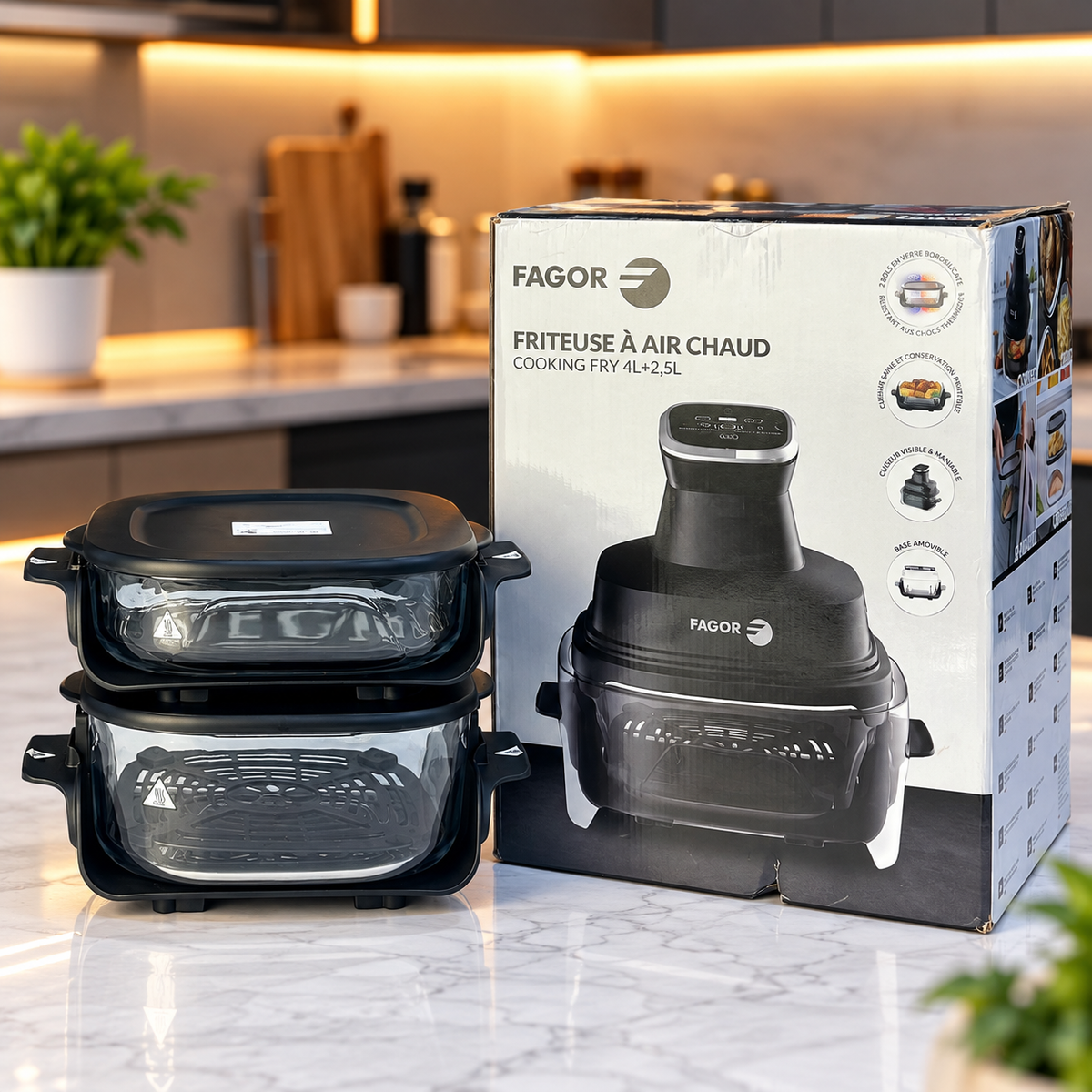 Friteuse à air chaud Fagor 4,5L + 2,5L