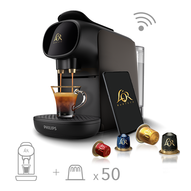 Machines à café L’OR Barista Noir 19BAR + 50 CAPSULES Cadeau