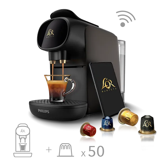 Machines à café L’OR Barista Noir 19BAR + 50 CAPSULES Cadeau