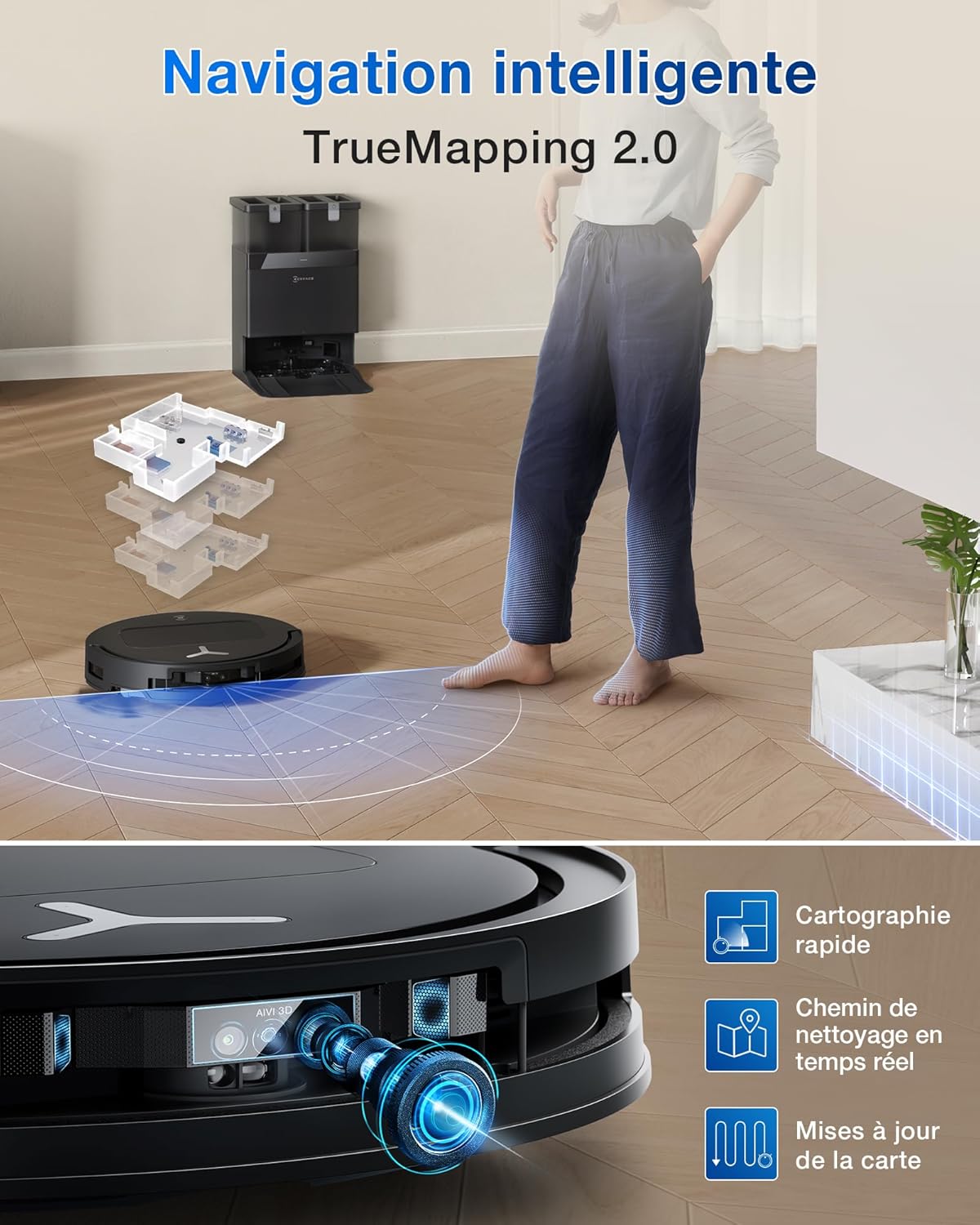 Robot aspirateur laveur Ecovacs T50 Omni Gen2, vue 8