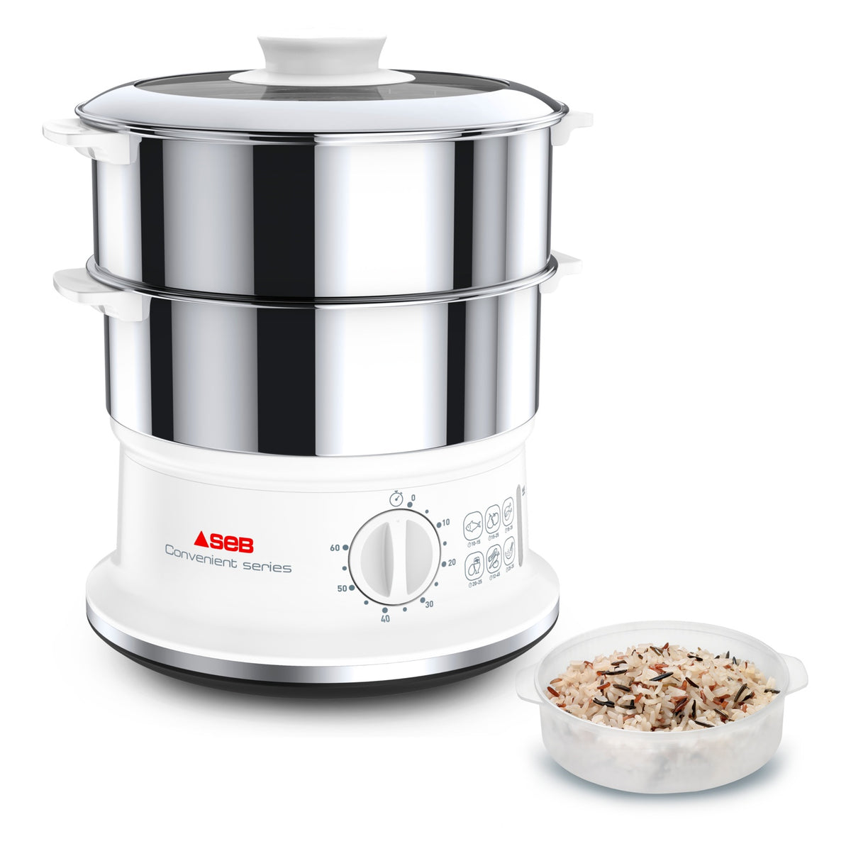 Cuiseur vapeur SEB Convenient VC145100, 2 bols inox et minuteur