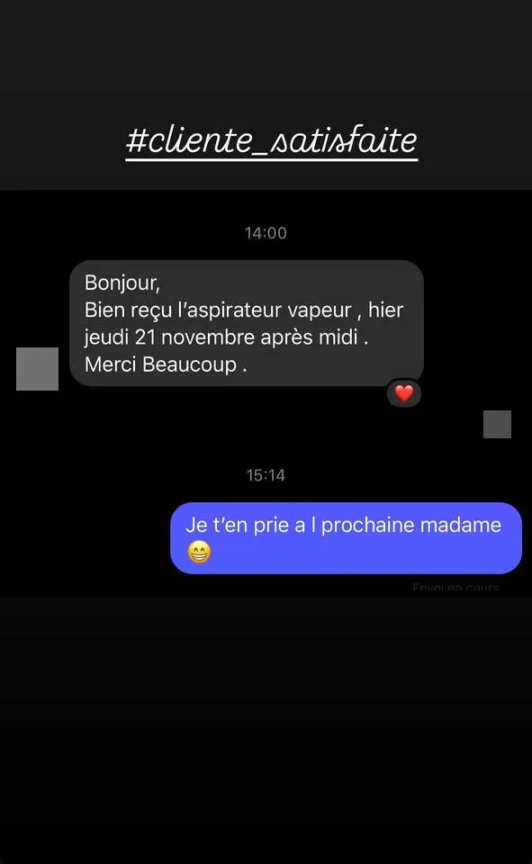 Capture d’écran envoyée par un client — Livraison, Story Instagram · novembre 2024