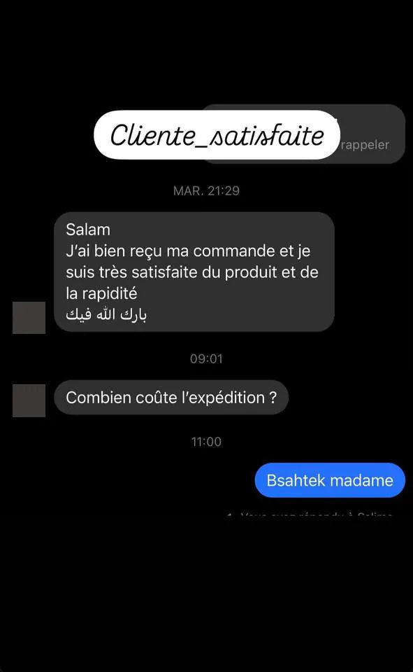 Capture d’écran envoyée par un client — Livraison, Story Instagram · octobre 2024