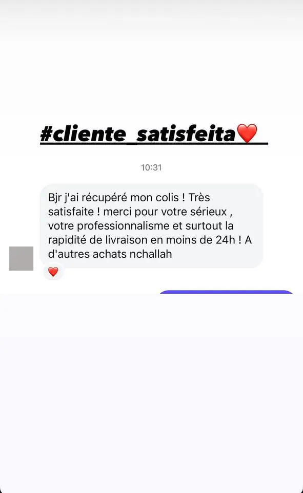 Capture d’écran envoyée par un client — Livraison, Story Instagram · octobre 2025