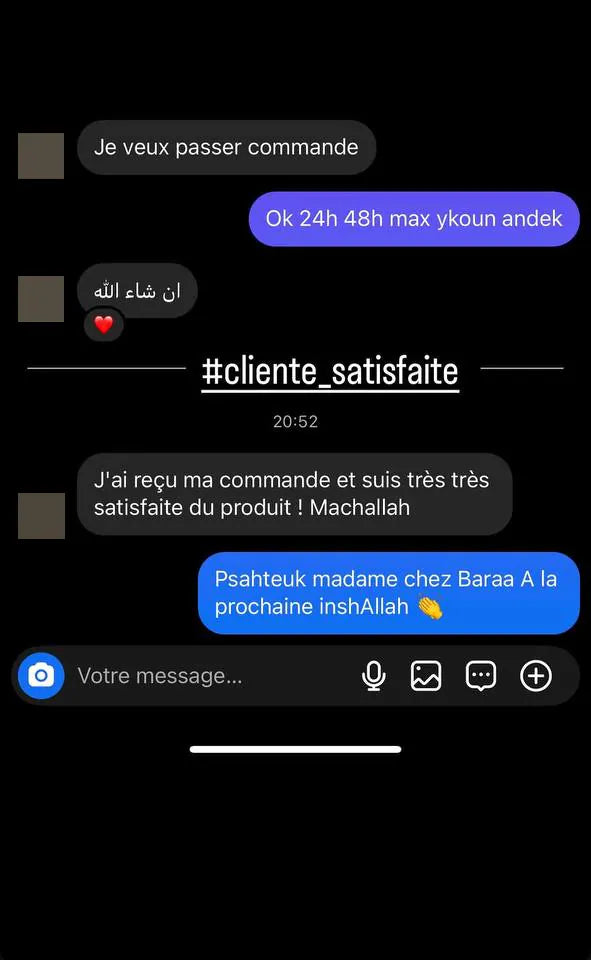 Capture d’écran envoyée par un client — Livraison, Story Instagram · février 2025