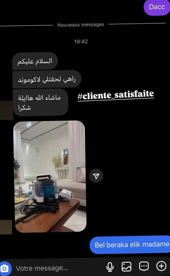 Capture d’écran envoyée par un client — Ménage