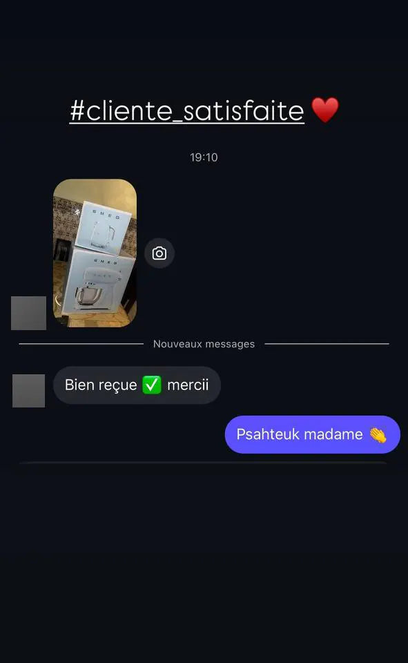 Capture d’écran envoyée par un client — Messages, Story Instagram · mai 2025
